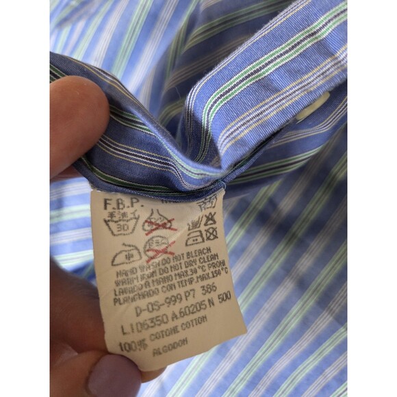 Les Copains Men 100% Cotton Striped Button Down Shirt Size 42 Made in Italy - Picture 10 of 11